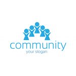 Community Logo – Abstract Blue People with Light Text